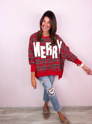 MERRY Plaid Pullover
