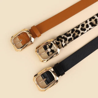 Textured Angled Rectangle Shaped Buckle Belts