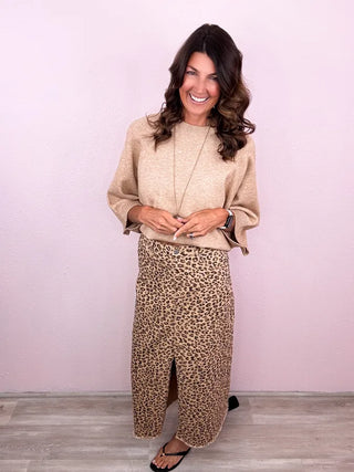 RISEN Leopard Midi Skirt
