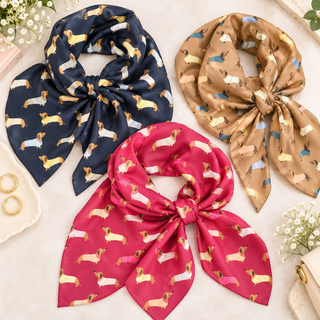 Dachshund Print Square Scarf - 3 COLORS! LMTD!!