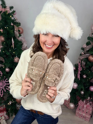 FUZZY COCOA SLIP ON MULE