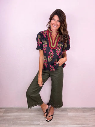 ENTRO Eyelet Wide Leg Denim