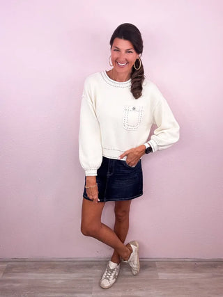 RISEN Mid Rise Denim Skirt