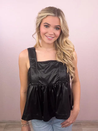 Faux Leather Peplum Top