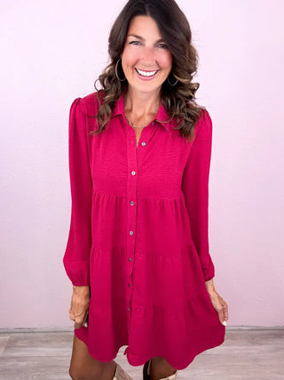 Sweet Solid Collared Dress