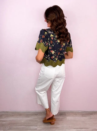 ENTRO Eyelet Wide Leg Denim