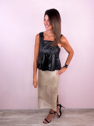 Faux Leather Peplum Top