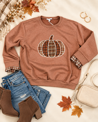 Plaid for Pumkin Season Sweatshirt Pullover