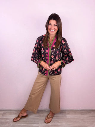 Scallop Trim Wide Leg Pants