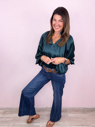 RISEN Tummy Control Wide Flare Denim