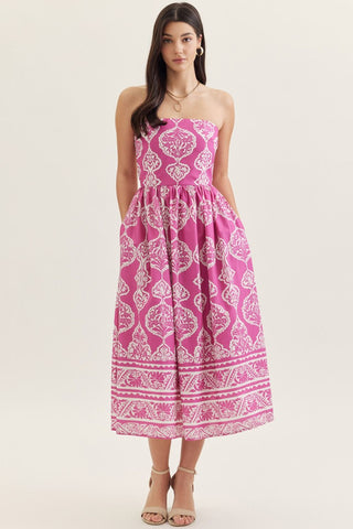 Villa Bella Midi Dress (Magenta)