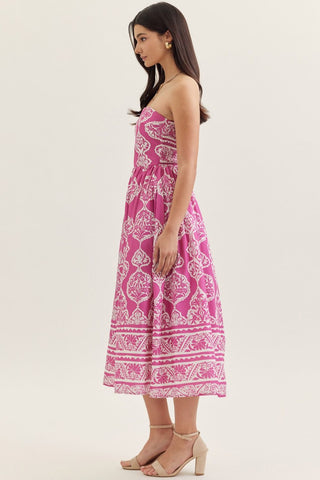 Villa Bella Midi Dress (Magenta)