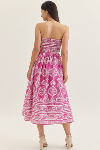 Villa Bella Midi Dress (Magenta)