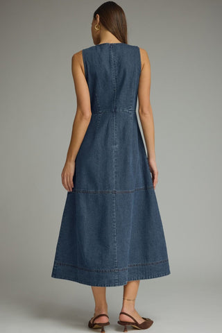 Charming Sophistication Midi Dress (Denim)
