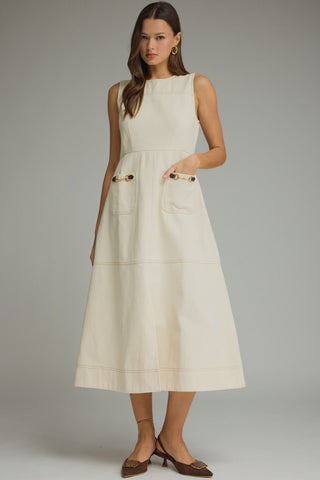 Charming Sophistication Midi Dress (Ecru)
