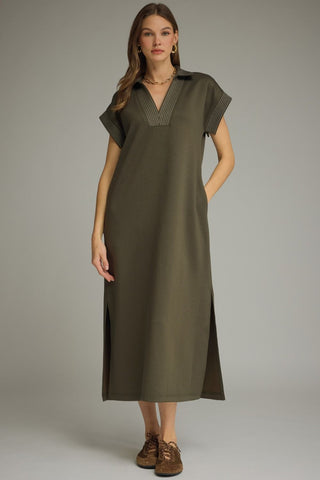 Effortlessly Elevated Midi Dress (Olive)