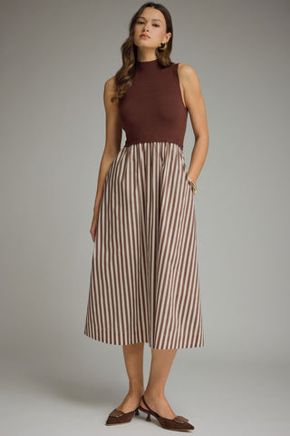 Well Composed Midi Dress (Brown)