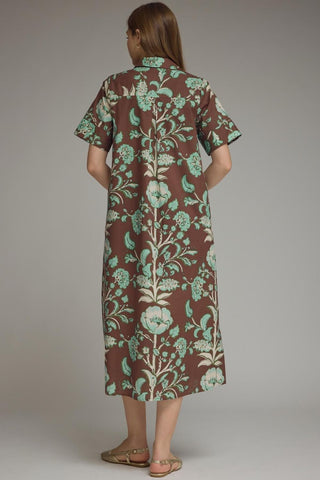 Printed Passage Midi Dress (Brown)