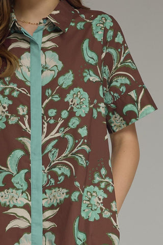 Printed Passage Midi Dress (Brown)