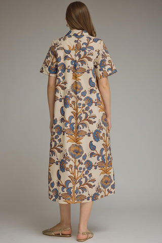 Printed Passage Midi Dress (Ecru)