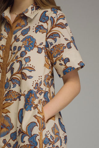 Printed Passage Midi Dress (Ecru)
