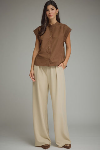 Delicate Detail Blouse (Brown)