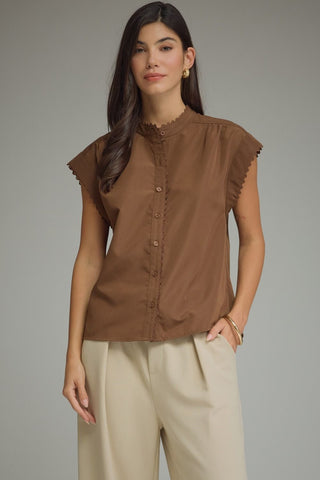 Delicate Detail Blouse (Brown)