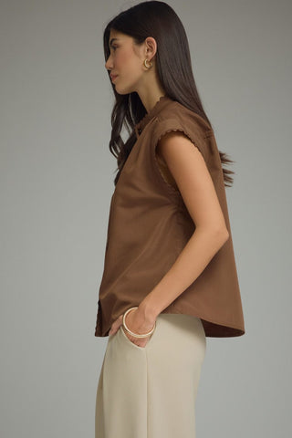 Delicate Detail Blouse (Brown)