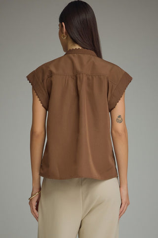 Delicate Detail Blouse (Brown)