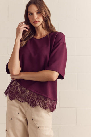 Lace Affair Top (Burgundy)