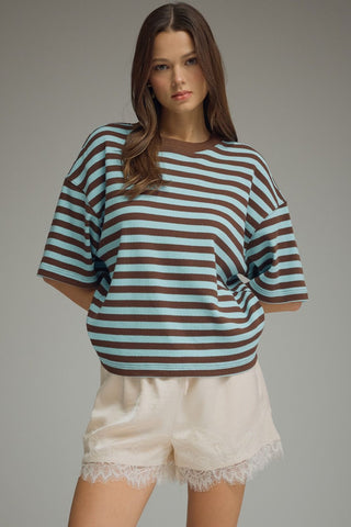 Casual Stripes Top (Blue/Brown)