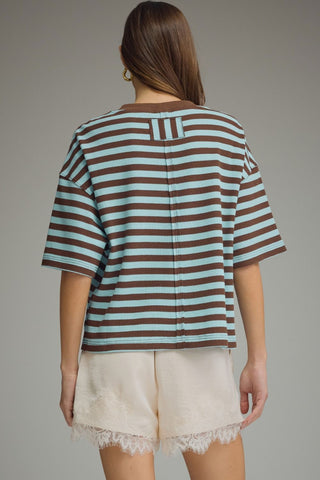 Casual Stripes Top (Blue/Brown)
