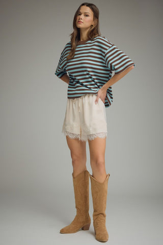 Casual Stripes Top (Blue/Brown)