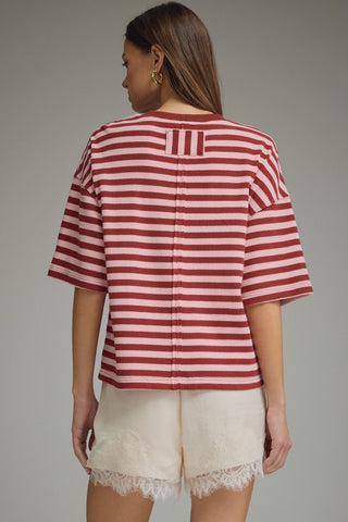 Casual Stripes Top (Burgundy/Pink)