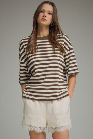 Casual Stripes Top (Brown/Cream)