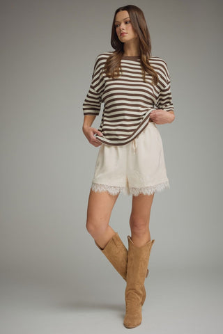 Casual Stripes Top (Brown/Cream)