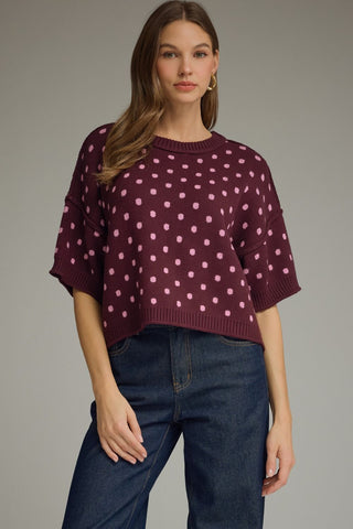 Dot to Dot Sweater (Burgundy)