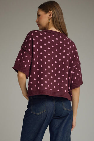 Dot to Dot Sweater (Burgundy)