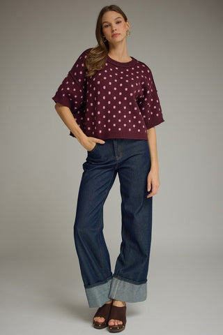 Dot to Dot Sweater (Burgundy)