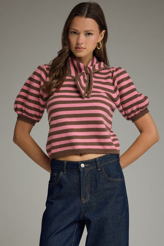 Crush Breaker Sweater Top - Pink/Brown