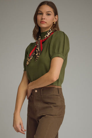 Chic Affair Sweater Top (Olive)