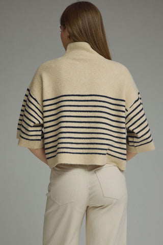 Blaire Striped Sweater Top (Ecru)
