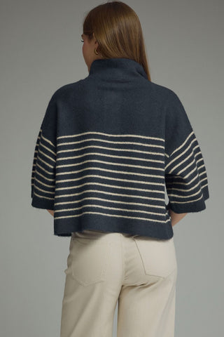 Blaire Striped Sweater Top in Navy