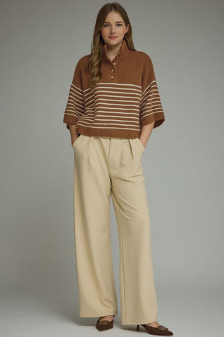 Blaire Striped Sweater Top (Brown)