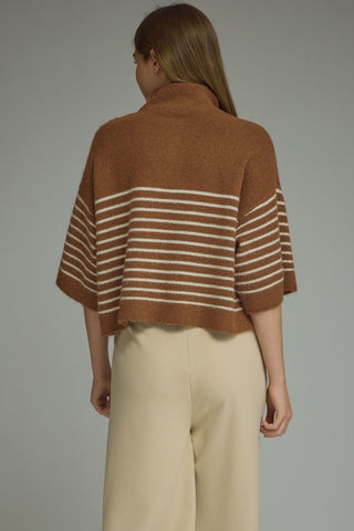 Blaire Striped Sweater Top (Brown)