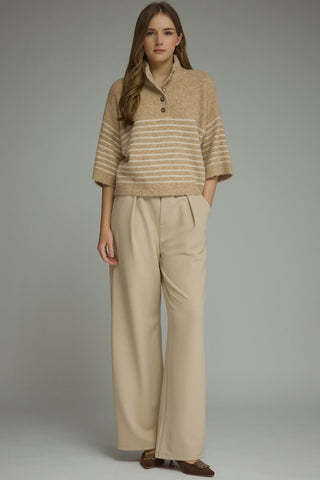 Blaire Striped Sweater Top (Taupe)