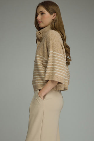 Blaire Striped Sweater Top (Taupe)