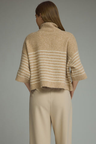 Blaire Striped Sweater Top (Taupe)