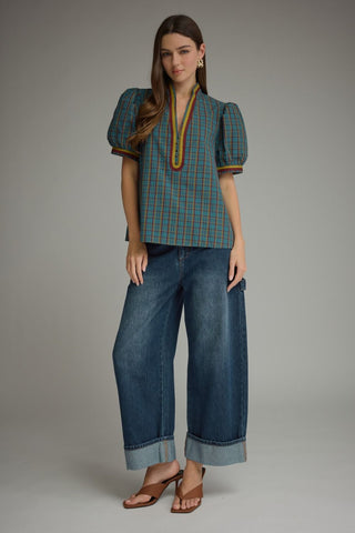 Plaid Perspective Top