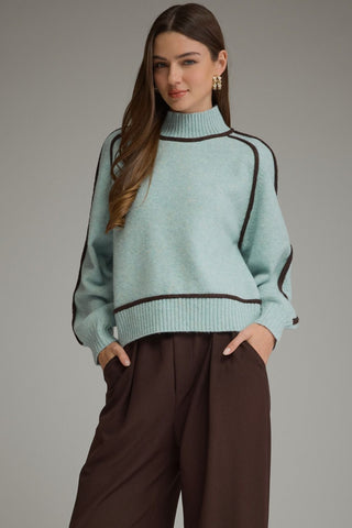 Straight Decisions Sweater Top - Sky